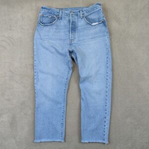 Levi's Premium 501 Original Fit Jeans Men W31 L30 Light Wash Raw Hem LVC Denim